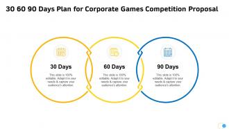 30 60 90 days plan for corporate games competition proposal ppt slides graphics