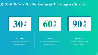 30 60 90 days plan for corporate travel agency services ppt slides backgrounds
