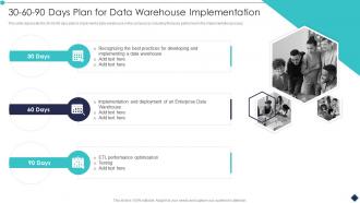 30 60 90 Days Plan For Data Warehouse Implementation Analytic Application Ppt Clipart