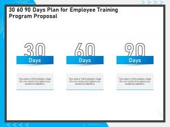 30 60 90 Days Plan For Employee Training Program Proposal Audiences Attention Ppt Styles Icon