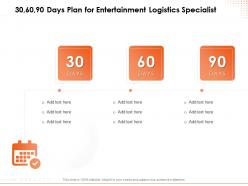 30 60 90 days plan for entertainment logistics specialist n116 ppt powerpoint presentation graphics
