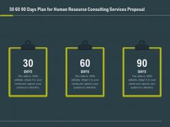 30 60 90 days plan for human resource consulting services proposal ppt slide visuals