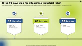 30 60 90 Days Plan For Integrating Industrial Robot Applications Of Industrial Robotic Systems