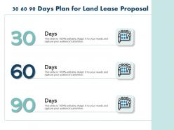 30 60 90 days plan for land lease proposal ppt powerpoint presentation topics