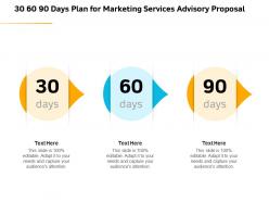30 60 90 Days Plan For Marketing Services Advisory Proposal Ppt Infographics