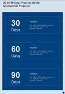 30 60 90 Days Plan For Media Sponsorship Proposal One Pager Sample Example Document