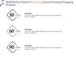 30 60 90 days plan for mobile app screen prototypes designing proposal ppt picture