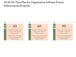 30 60 90 days plan for organization software feature enhancements proposal ppt slides files