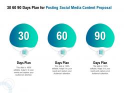 30 60 90 Days Plan For Posting Social Media Content Proposal Powerpoint Presentation Deck