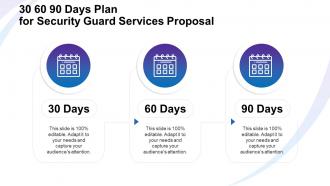 30 60 90 days plan for security guard services proposal ppt slides backgrounds