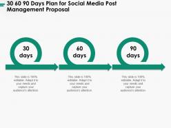 30 60 90 Days Plan For Social Media Post Management Proposal Ppt Powerpoint Presentation