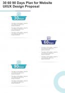30 60 90 Days Plan For Website UI UX Design One Pager Sample Example Document