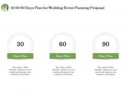 30 60 90 days plan for wedding event planning proposal ppt demonstration