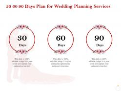 30 60 90 days plan for wedding planning services ppt icon infographics