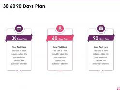 30 60 90 days plan investor pitch presentation for cosmetic brand