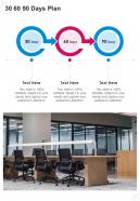 30 60 90 Days Plan Proposal For Renting Office Space One Pager Sample Example Document