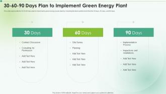 30 60 90 Days Plan To Implement Green Energy Plant Clean Energy
