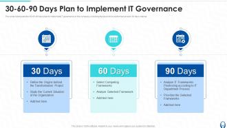 30 60 90 Days Plan To Implement IT Governance Ppt Powerpoint Presentation Styles