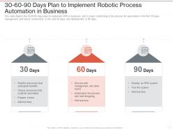 30 60 90 days plan to implement robotic process automation in business ppt powerpoint presentation