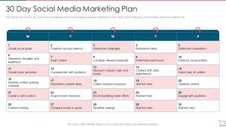 30 Day Social Media Marketing Plan Developing E Commerce Marketing Plan
