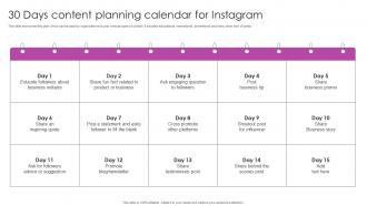 30 Days Content Planning Calendar For Instagram Marketing To Increase MKT SS V