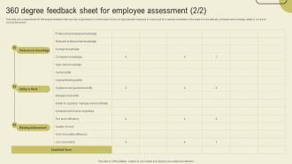 360 Degree Feedback Sheet For Employee Assessment Succession Planning Guide Best Colorful