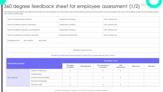 360 Degree Feedback Sheet For Employee Succession Planning To Prepare Employees For Leadership Roles