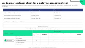 360 Degree Feedback Sheet For Succession Planning To Identify Talent And Critical Job Roles