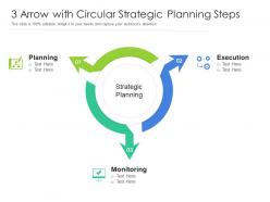 3 arrow with circular strategic planning steps