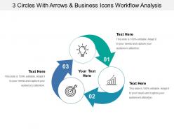 3 arrows and business icons workflow analysis