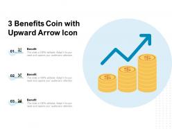 3 benefits coin with upward arrow icon