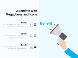 3 benefits with megaphone and icons