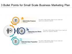 3 bullet points for small scale business marketing plan