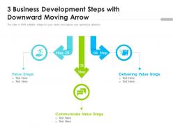 3 business development steps with downward moving arrow
