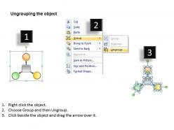 3 circlular boxes converging flow chart circular arrow powerpoint slides