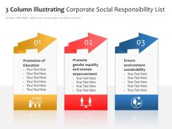 3 Column Illustrating Corporate Social Responsibility List