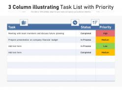 3 column illustrating task list with priority