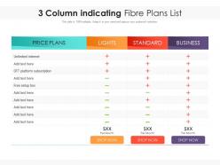 3 column indicating fibre plans list