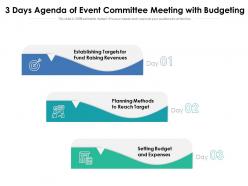 3 days agenda of event committee meeting with budgeting