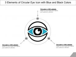 3 elements of circular eye icon with blue and black colors