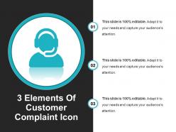 3 elements of customer complaint icon example of ppt