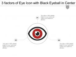 3 factors of eye icon with black eyeball in center