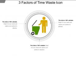 3 Factors Of Time Waste Icon PowerPoint Guide