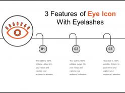 3 features of eye icon with eyelashes