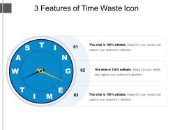 3 Features Of Time Waste Icon PowerPoint Presentation