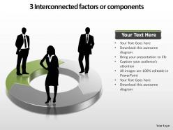 3 interconnected factors circular process with silhouettes or components ppt slides templates powerpoint info graphics