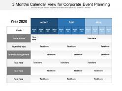 3 months calendar view for corporate event planning