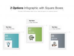 3 options infographic with square boxes