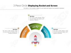 3 piece circle displaying rocket and screen