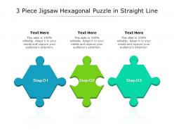 3 piece jigsaw hexagonal puzzle in straight line